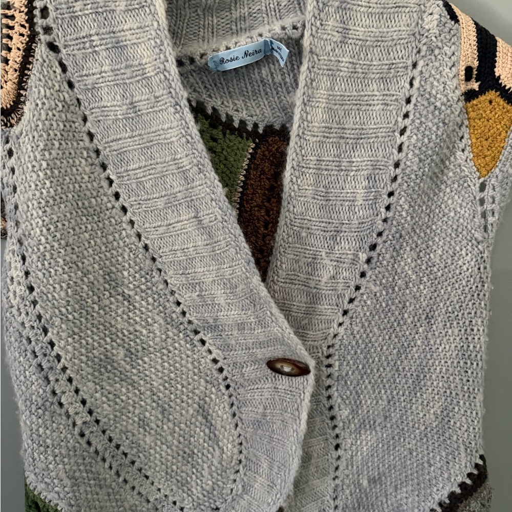 Anthropologie Rosie Neira Light blue mallard duck crochet cardigan sweater - Picture 5 of 6